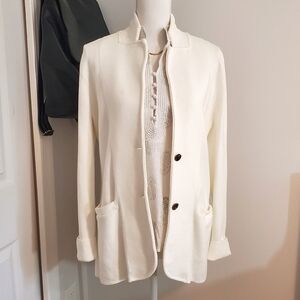 J. Crew Factory Schoolboy Knit Sweater Blazer Jacket - Ivory - Medium NWOT